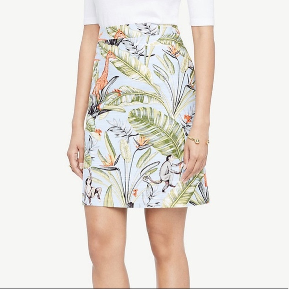 Ann Taylor Tropical Print Monkey & Giraffe skirt